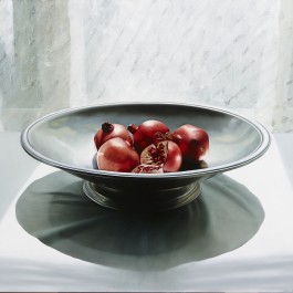 Pomegranates in pewter bowl