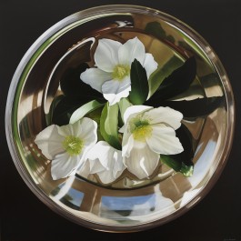Hellebores in silver bowl II