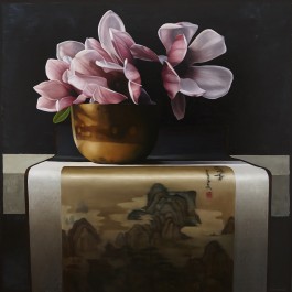 Magnolias and the mountain temple