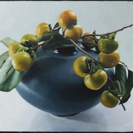 Persimmons in Blue Vase