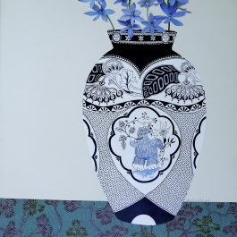 Thelymitra crinta ( Blue Sun Orchid ) in a vase of spirits